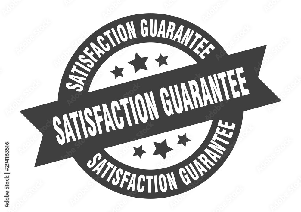 satisfaction guarantee sign. satisfaction guarantee black round ribbon sticker