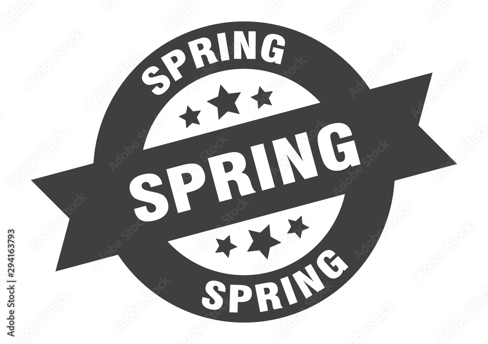 Fototapeta premium spring sign. spring black round ribbon sticker