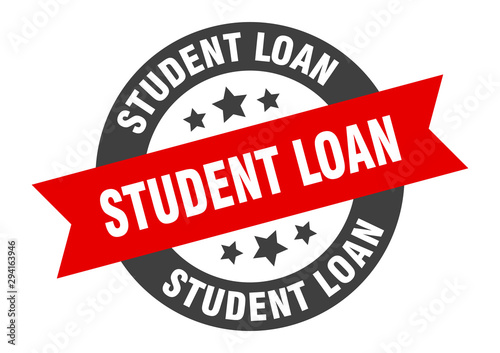 student loan sign. student loan black-red round ribbon sticker