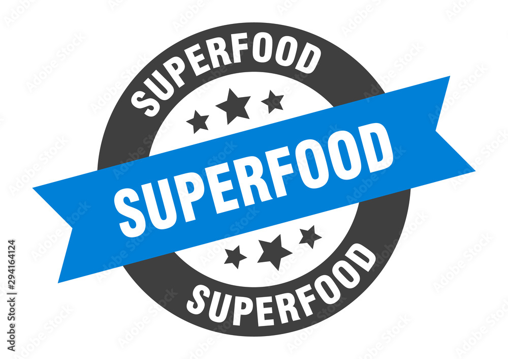 Fototapeta premium superfood sign. superfood blue-black round ribbon sticker