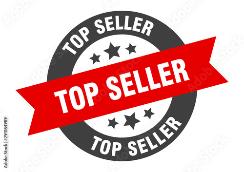 top seller sign. top seller black-red round ribbon sticker