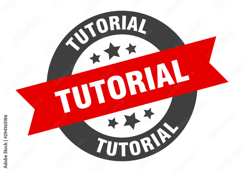 Obraz premium tutorial sign. tutorial black-red round ribbon sticker