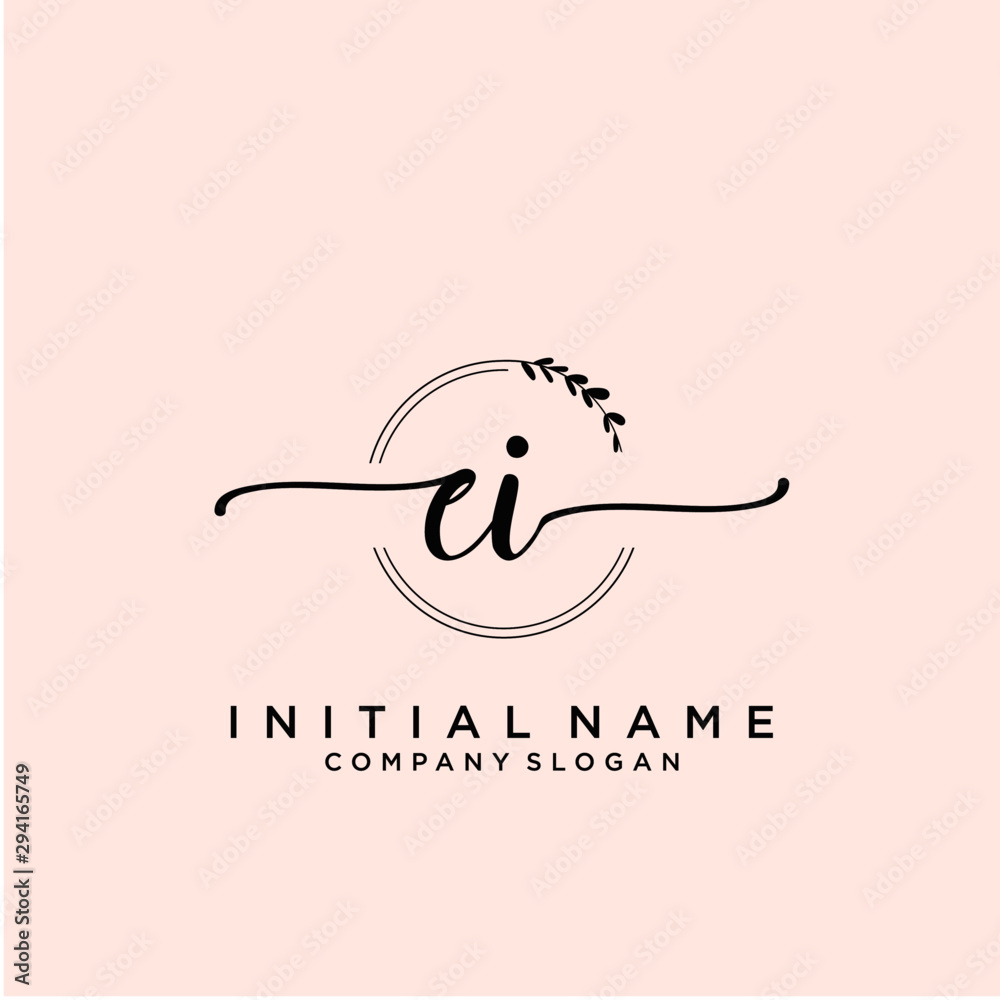 EI Beauty vector initial logo, handwriting logo.