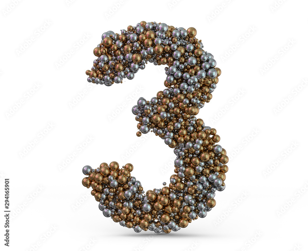 Light gold digit three on the background. 3D Light gold digit three on the background. 3D