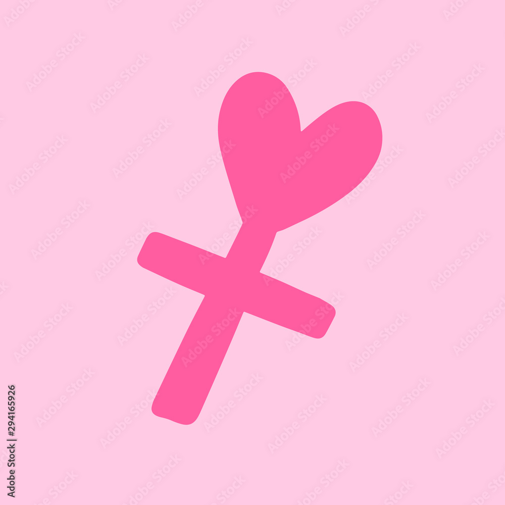 Pink female love symbol hand drawn in cartoon style Pink female love symbol hand drawn in cartoon style