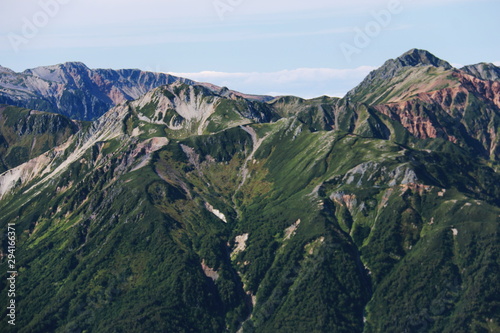 北アルプス 槍ヶ岳山頂からの風景 雲ノ平周辺の山々 水晶岳、鷲羽岳遠景