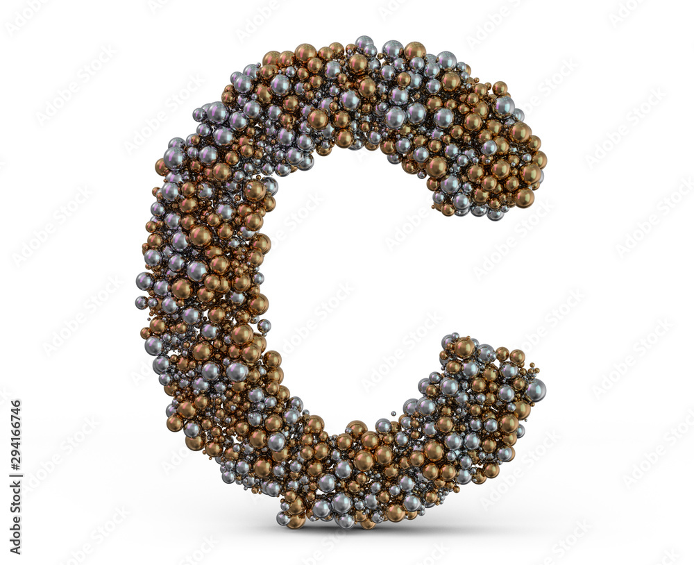 Light gold letter C on the background. 3D Light gold letter C on the background. 3D
