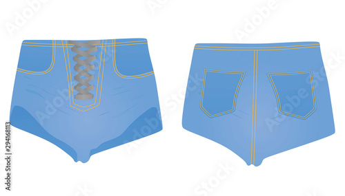 Blue shorts jeans. vector illustration
