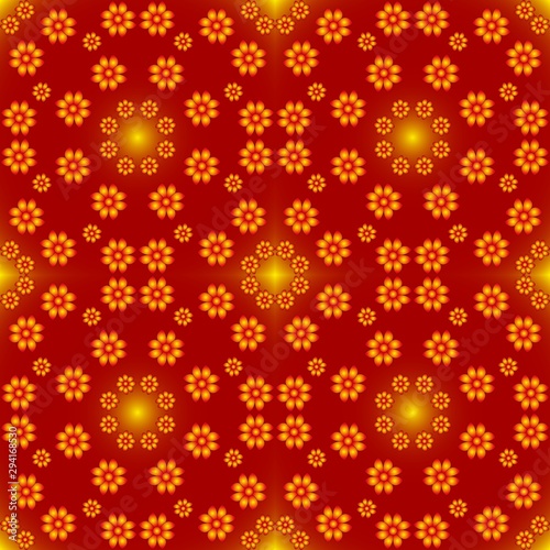 Seamless endless repeating multicolored bright ornament of different colors on combined background