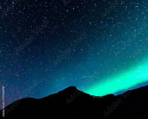 Northern lights in the mountains of Norway. Troms