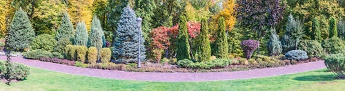 Panorama of the fragment of the park in Mezhyhiria near Kiev, Ukraine. photo