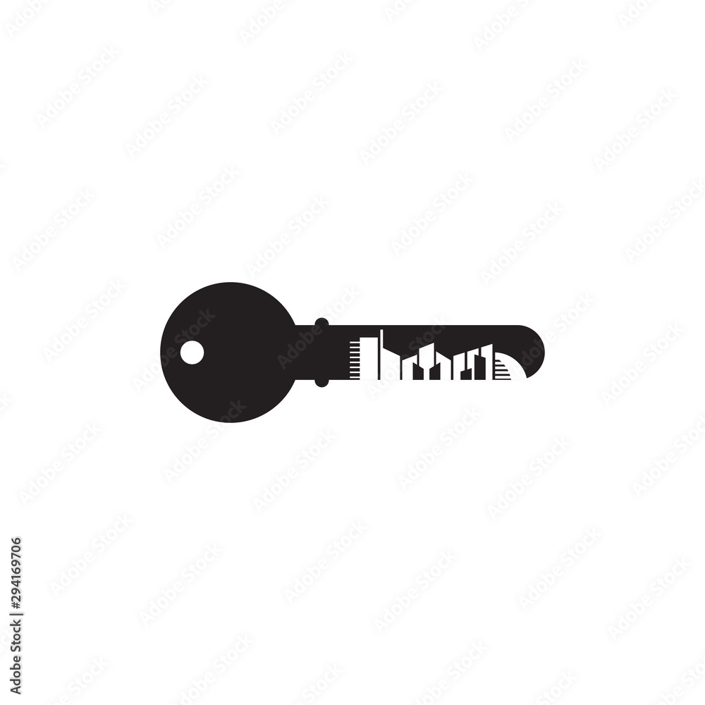 Apartment logo design incorporated with key icon and building design Apartment logo design incorporated with key icon and building design