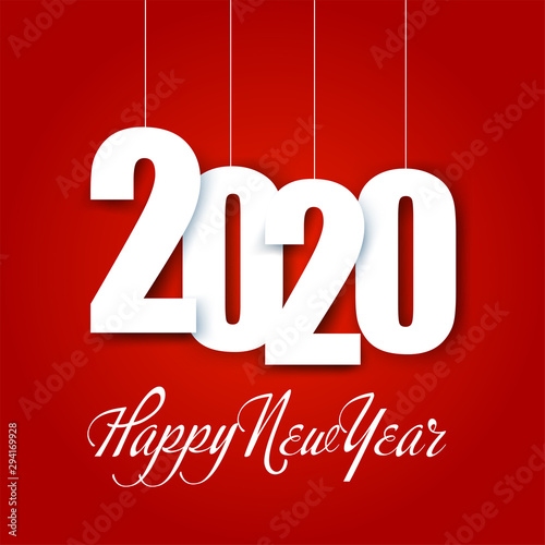  2020 happy new year holiday elegant poster. Bright, red advertising poster.