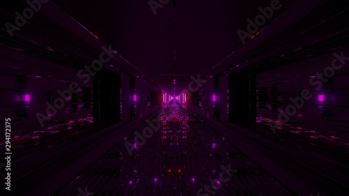 futuristic glowing sci-fi tunnel corridor with massiv nice reflections 3d illustration wallpaper background