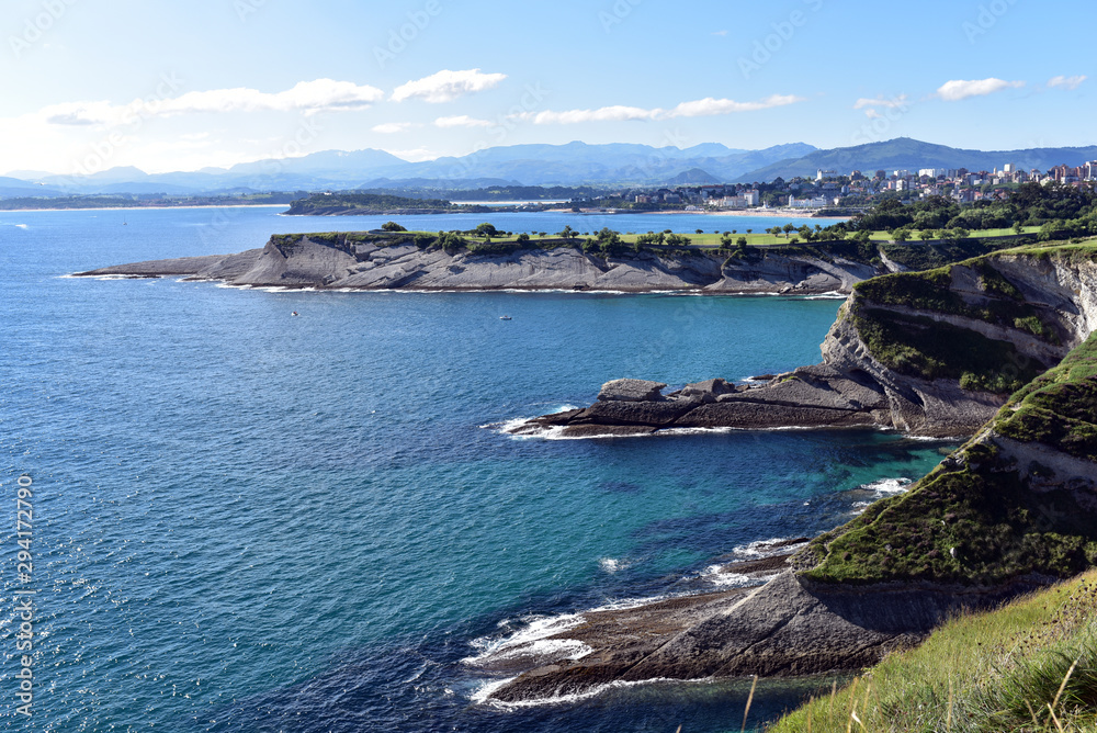 Panoramic view of the coast of Santander from the Bella Vista lighthouse, Spain