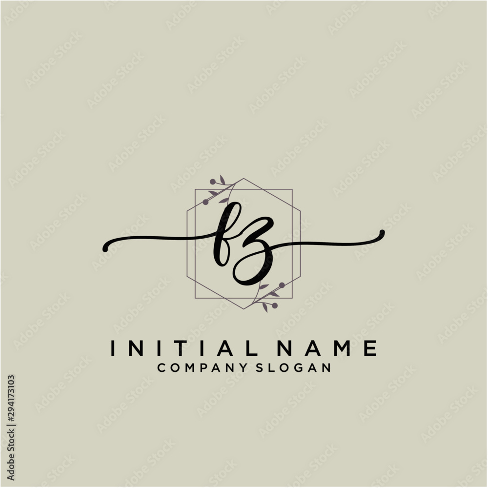 FZ Beauty vector initial logo, handwriting logo. FZ Beauty vector initial logo, handwriting logo.