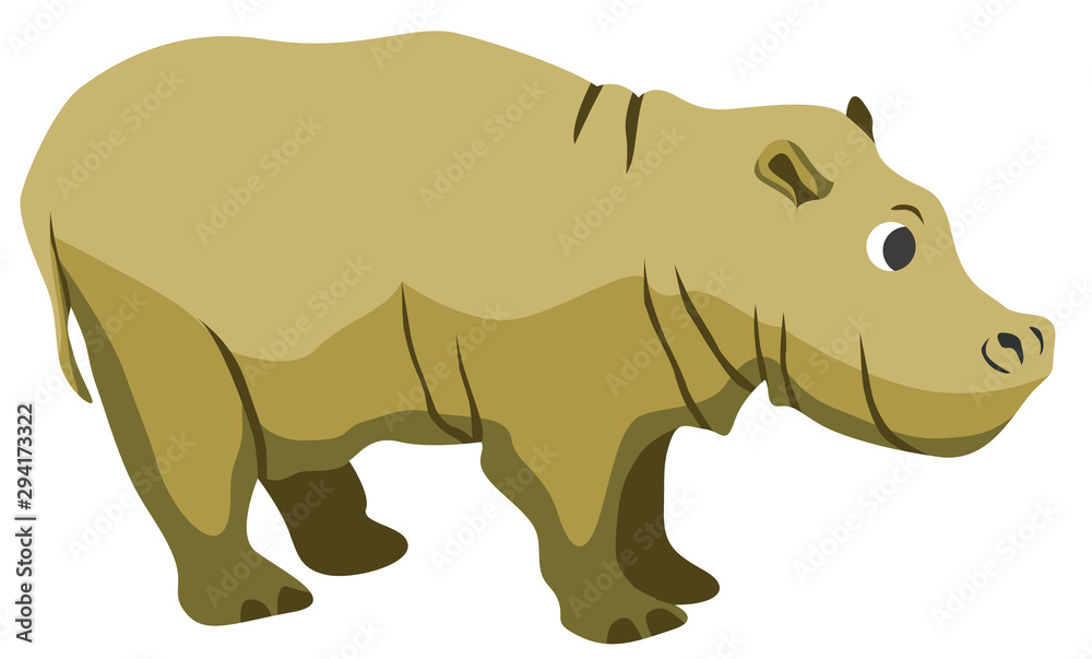 Cartoon hippo flat vector illustration