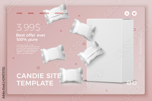 Vector candy bars and box modern site template