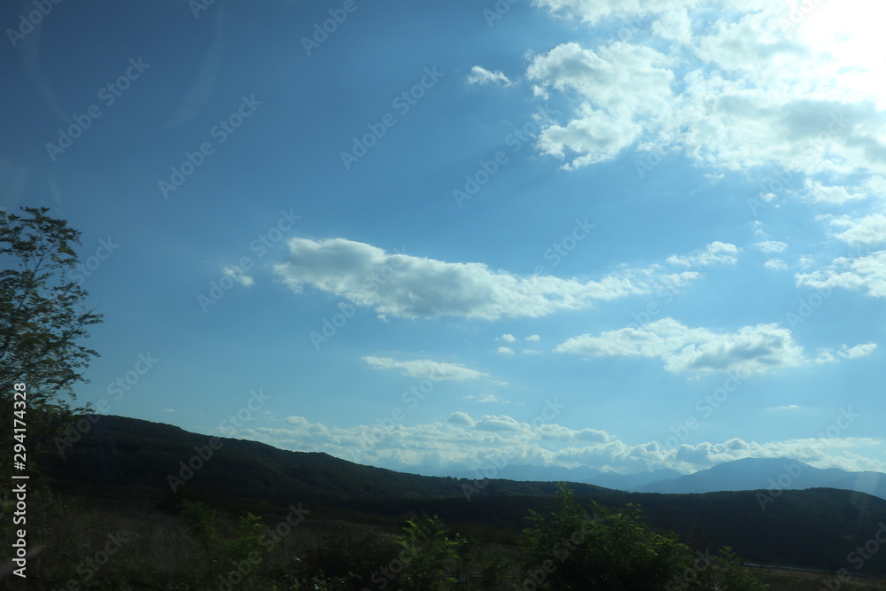 The blue sky and clouds