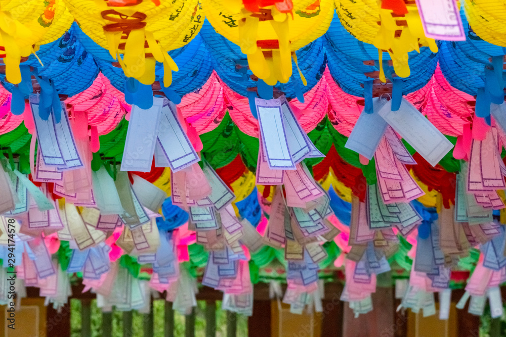 Colorful Lotus lanterns at Bulguksa Temple in South Korea