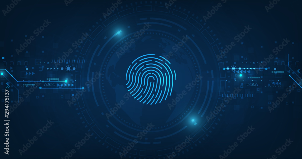 vector abstract security system concept with fingerprint on technology background. vector abstract security system concept with fingerprint on technology background.