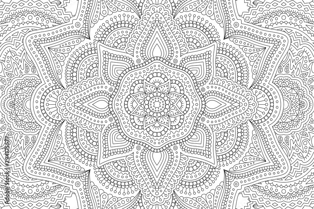 Art for adult coloring book with abstract pattern - obrazy, fototapety, plakaty 