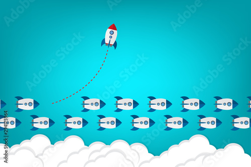 Think differently - Being different, taking risky, move for success in life -The graphic of rocket also represents the concept of courage, enterprise, confidence, belief, fearless, daring,