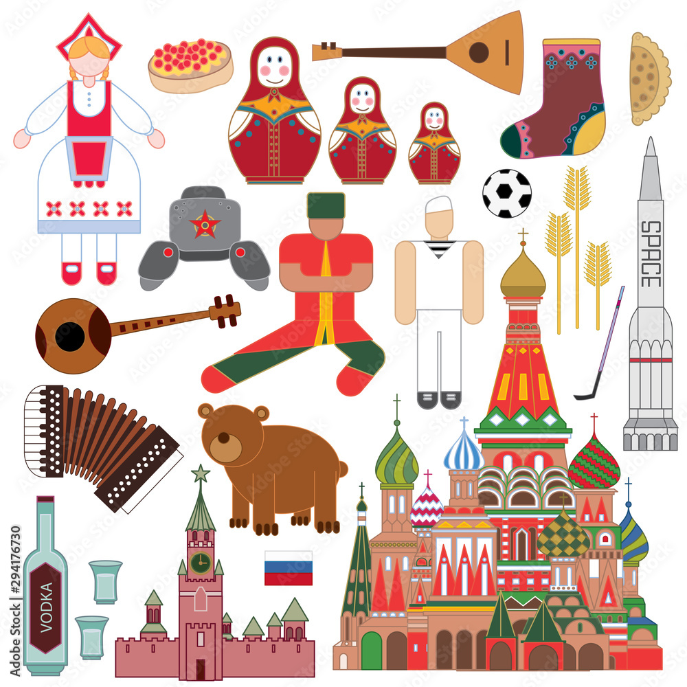 Obraz premium Russia Icon Collection, Russian Federation Artwork (vector Art)