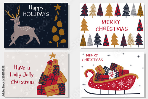 set of isolated christmas cards (part 1) - vector illustration, eps