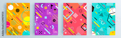 Modern abstract covers set, minimal covers design. Colorful geometric background, vector illustration.
