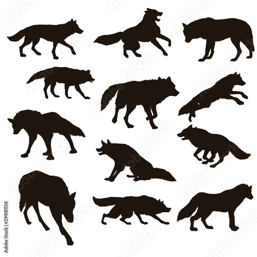 Leinwand Poster Wolf Silhouettes