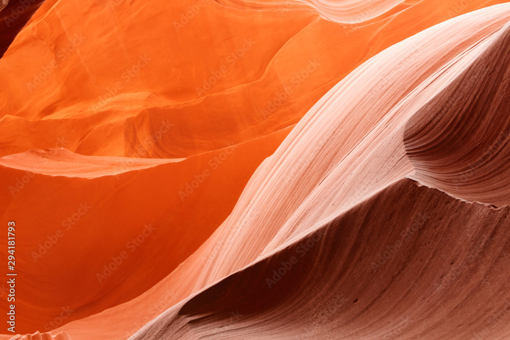 Antelope Canyon on Navajo land east of Page, Arizona. It is a slot canyon in the American Southwest. Lower Antelope has narrow slots and carved shoots.