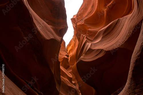 Antelope Canyon on Navajo land east of Page  Arizona. It is a slot canyon in the American Southwest. Lower Antelope has narrow slots and carved shoots.