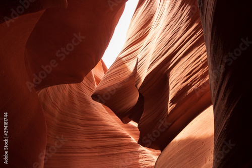 Smiling face shape in Antelope Canyon on Navajo land east of Page, Arizona. It is a slot canyon in the American Southwest. Lower Antelope has narrow slots and carved shoots.