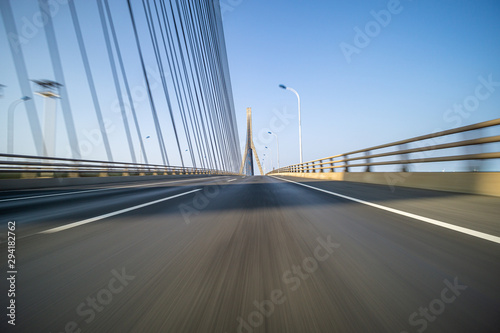 Fototapeta Naklejka Na Ścianę i Meble -  high speed view of asphalt road