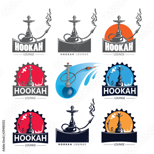 Hookah Set Icons, Seals and artwork (Vector Art)