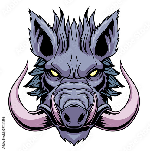 Wild boar head mascot.
