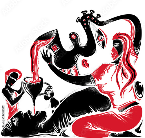 Abstract Wine Festival Artwork (Vector Art)