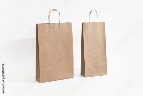 big and medium brown paper bag for wine and groceries