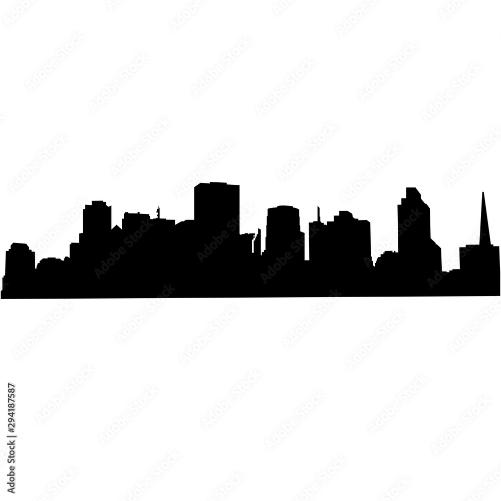 Silhouetted city vector illustration.