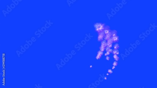 3D rendering of circular explosions on chroma key background