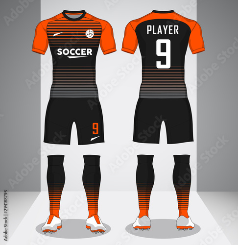 Set of soccer kit, sport t-shirt design. 