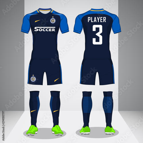 Set of soccer kit, sport t-shirt design. 