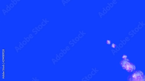  3D rendering of chain explosions on chroma key background