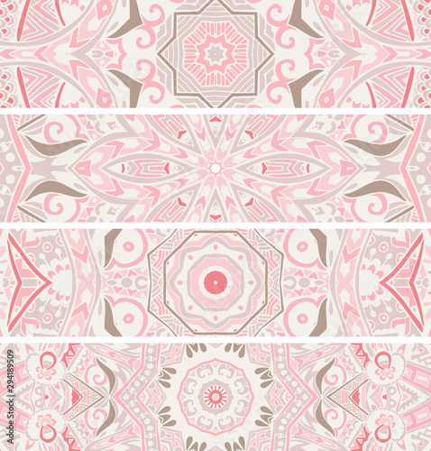 Cute pink geometric boho style banner background bundle