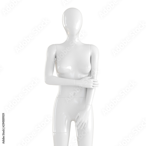 White female mannequin close-up shot on an isolated white background. 3D rendering