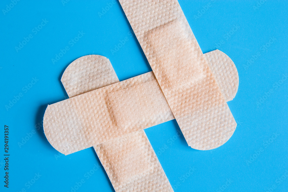 Medical supplies on blue background Medical supplies on blue background