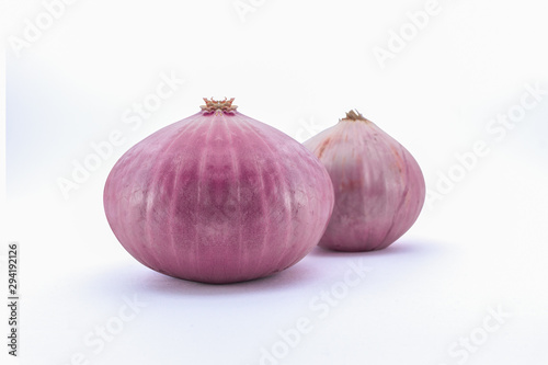 Close up shallots isolated on white background with clipping path