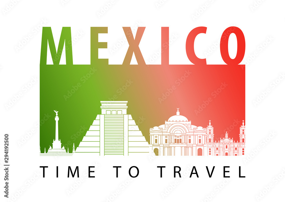 Mexico famous landmark silhouette style,vector illustration