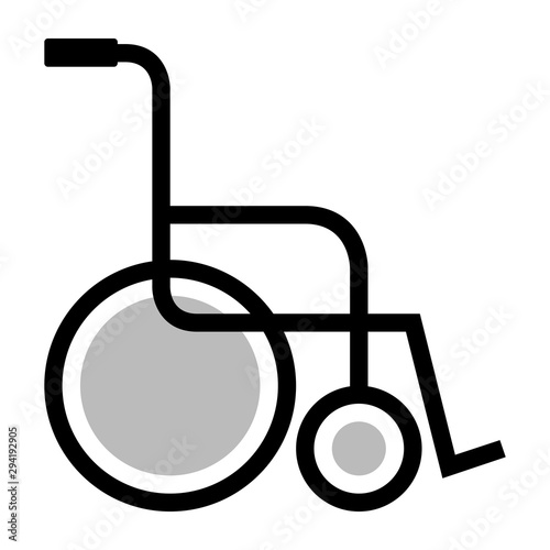 Wheelchair icon vector illustration. Patient vehicle.